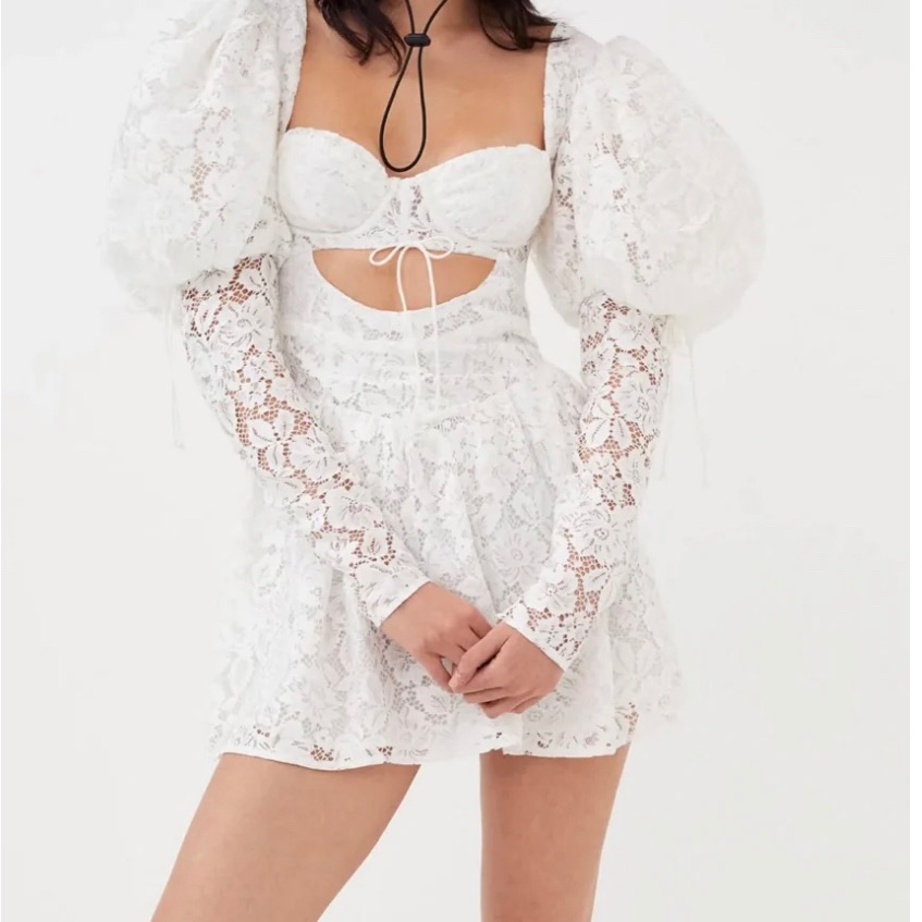 For Love And Lemons Frances Puff Sleeve Mini Dress Nwt